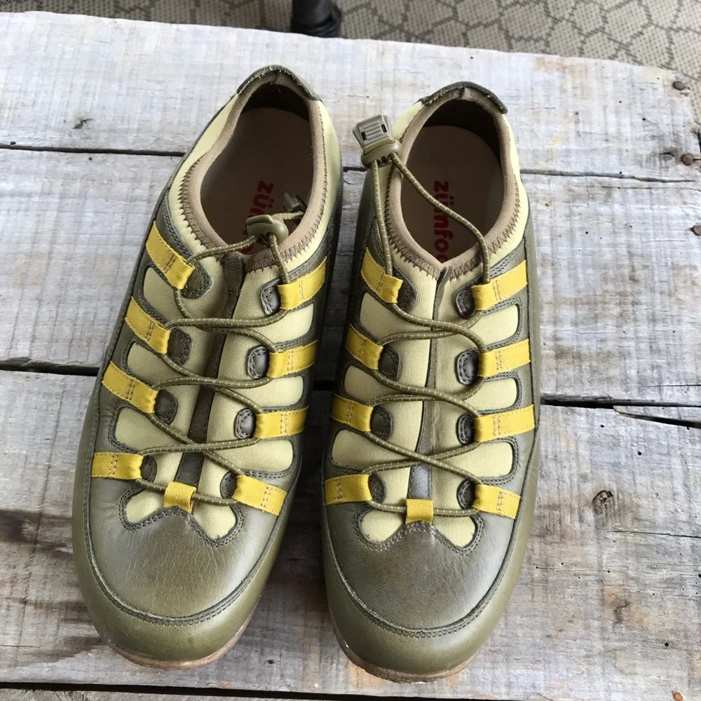 Zumfoot Athena Olive/Ochre Comfort Flat Shoe